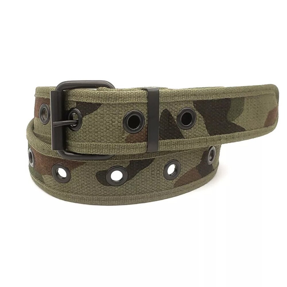 New Green Camo One Row Grommet Canvas Fabric Web Belt Size Large